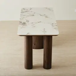 Terzetto Pandora Brown Sintered Stone Desk Table - Dark Brown Ash Legs