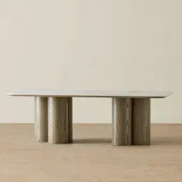 Terzetto Pandora Brown Sintered Stone Rectangular Dining Table - Medium Brown Wooden Legs 240x120cm