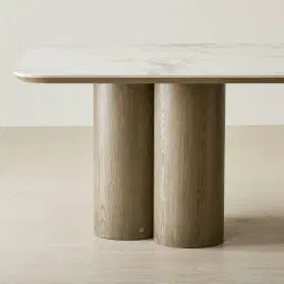 Terzetto Pandora Brown Sintered Stone Rectangular Dining Table - Medium Brown Wooden Legs 240x120cm