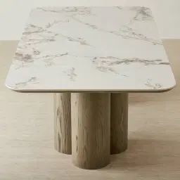 Terzetto Pandora Brown Sintered Stone Rectangular Dining Table - Medium Brown Wooden Legs 240x120cm