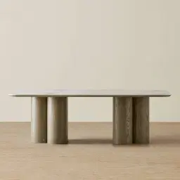 Terzetto Pandora Brown Sintered Stone Rectangular Dining Table - Medium Brown Wooden Legs 240x120cm