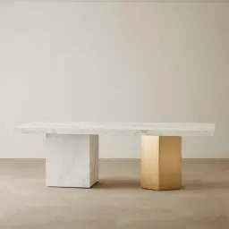 Thames II Calacatta Oro - White Sintered Stone Dining Table