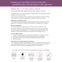 Guardsman Fabric Product Warranty 1-4 Dining Chairs