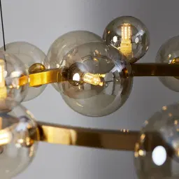 Bubbles Transparent Glass Chandelier 80 cm - Brushed Gold Metal Body