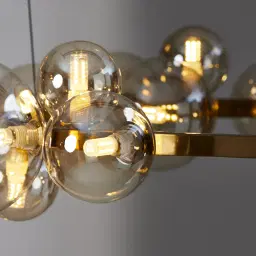 Bubbles Transparent Glass Chandelier 80 cm - Brushed Gold Metal Body