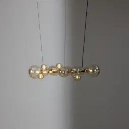 Bubbles Transparent Glass Chandelier 80 cm - Brushed Gold Metal Body