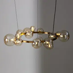 Bubbles Transparent Glass Chandelier 80 cm - Brushed Gold Metal Body