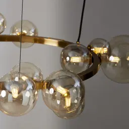 Bubbles Transparent Glass Chandelier 80 cm - Brushed Gold Metal Body