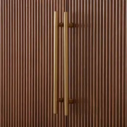 San Pierre Walnut Veneer Entertainment Unit with Travertine Finish Sintered Stone Top