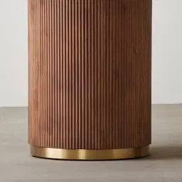 San Pierre Walnut Veneer Two-Leg Rectangular Dining Table with Travertine Finish Sintered Stone Top - 240x120cm