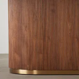 San Pierre Walnut Veneer Single Leg Rectangular Dining Table with Travertine Finish Sintered Stone Top - 240x120cm