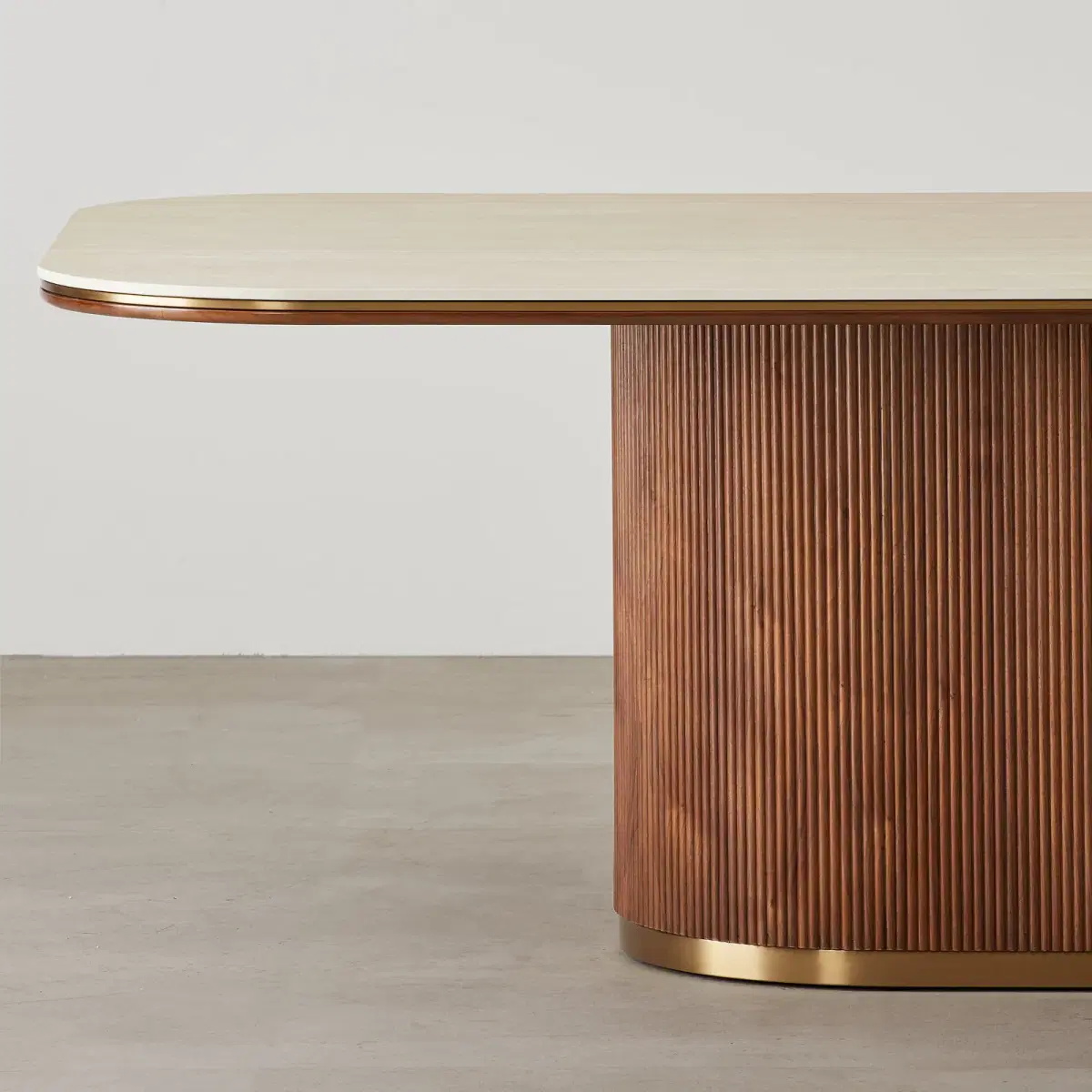 San Pierre Walnut Veneer Single Leg Rectangular Dining Table with ...