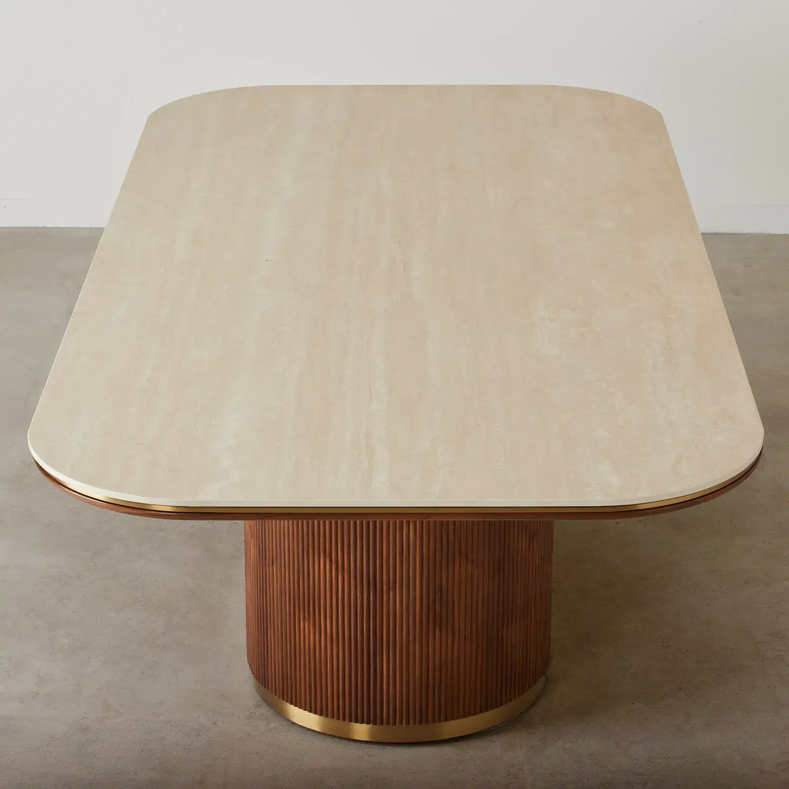 San Pierre Walnut Veneer Single Leg Rectangular Dining Table with ...