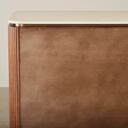 San Pierre Walnut Veneer Sideboard with Travertine Finish Sintered Stone Top