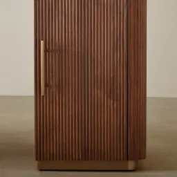 San Pierre Walnut Veneer Study Desk with Travertine Finish Sintered Stone Top