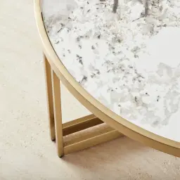 Viviana Sintered Stone Coffee Table - Brushed Champagne Gold Stainless Steel Frame