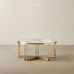 Viviana Sintered Stone Coffee Table - Brushed Champagne Gold Stainless Steel Frame