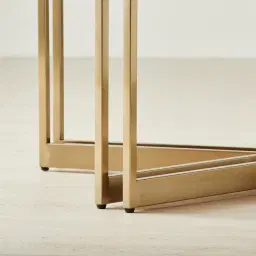 Viviana Sintered Stone Coffee Table - Brushed Champagne Gold Stainless Steel Frame