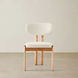 Portobello Chantilly White Fabric Dining Chair - Light Brown Ash Legs