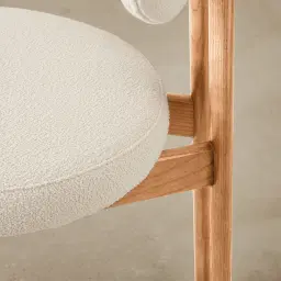 Portobello Chantilly White Fabric Dining Chair - Light Brown Ash Legs