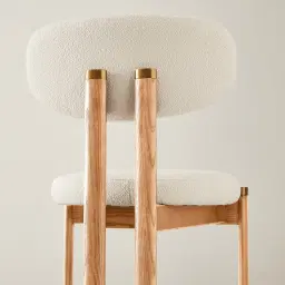 Portobello Chantilly White Fabric Dining Chair - Light Brown Ash Legs