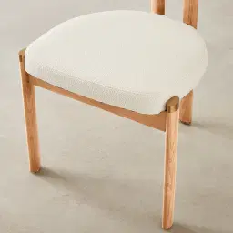 Portobello Chantilly White Fabric Dining Chair - Light Brown Ash Legs