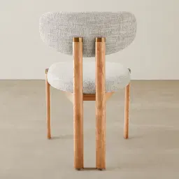 Portobello Murmur White Fabric Dining Chair - Light Brown Ash Legs