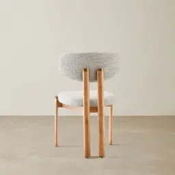 Portobello Murmur White Fabric Dining Chair - Light Brown Ash Legs