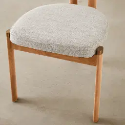Portobello Murmur White Fabric Dining Chair - Light Brown Ash Legs