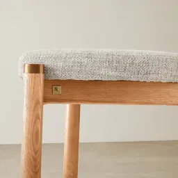 Portobello Murmur White Fabric Dining Chair - Light Brown Ash Legs