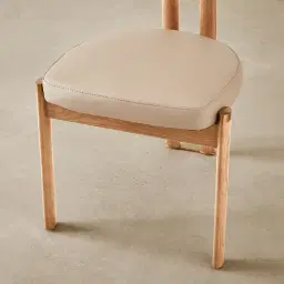 Portobello Sand Beige Vegan Leather Dining Chair - Light Brown Ash Legs