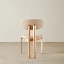 Portobello Sand Beige Vegan Leather Dining Chair - Light Brown Ash Legs