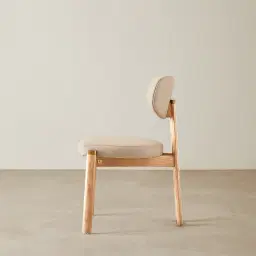 Portobello Sand Beige Vegan Leather Dining Chair - Light Brown Ash Legs