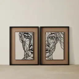 Male Geometric Figure Rectangle Shadow Box with Black PS Frame