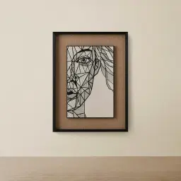 Female Geometric Figure Rectangle Shadow Box with Black PS Frame