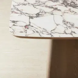 Dunstan Medium Brown Veneer Rectangular Dining Table with Calacatta Viola Sintered Stone Top - 240x120cm