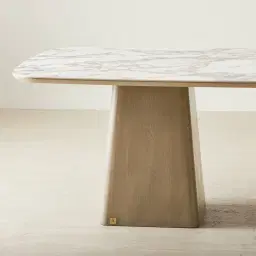 Dunstan Medium Brown Veneer Rectangular Dining Table with Calacatta Viola Sintered Stone Top - 240x120cm