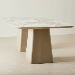 Dunstan Medium Brown Veneer Rectangular Dining Table with Calacatta Viola Sintered Stone Top - 240x120cm