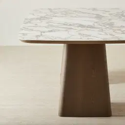 Dunstan Medium Brown Veneer Rectangular Dining Table with Calacatta Viola Sintered Stone Top - 240x120cm