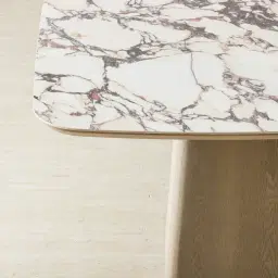Dunstan Medium Brown Veneer Rectangular Dining Table with Calacatta Viola Sintered Stone Top - 240x120cm