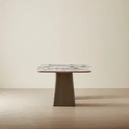 Dunstan Medium Brown Veneer Rectangular Dining Table with Calacatta Viola Sintered Stone Top - 240x120cm