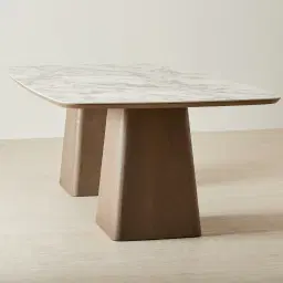 Dunstan Medium Brown Veneer Rectangular Dining Table with Calacatta Viola Sintered Stone Top - 240x120cm