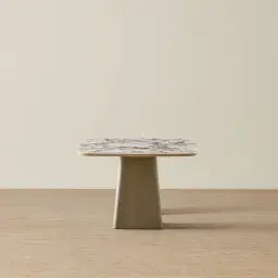 Dunstan Medium Brown Veneer Rectangular Dining Table with Calacatta Viola Sintered Stone Top - 240x120cm