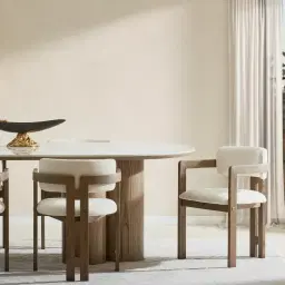 Desmond Chantilly White Fabric Dining Chair - Medium Brown Ash Legs