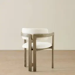 Desmond Chantilly White Fabric Dining Chair - Medium Brown Ash Legs
