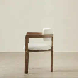 Desmond Chantilly White Fabric Dining Chair - Medium Brown Ash Legs