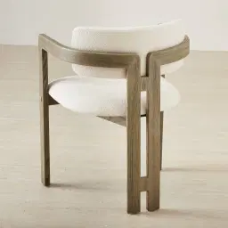 Desmond Chantilly White Fabric Dining Chair - Medium Brown Ash Legs