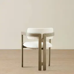 Desmond Chantilly White Fabric Dining Chair - Medium Brown Ash Legs