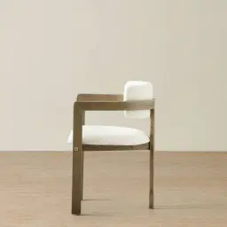 Desmond Chantilly White Fabric Dining Chair - Medium Brown Ash Legs