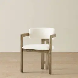 Desmond Chantilly White Fabric Dining Chair - Medium Brown Ash Legs